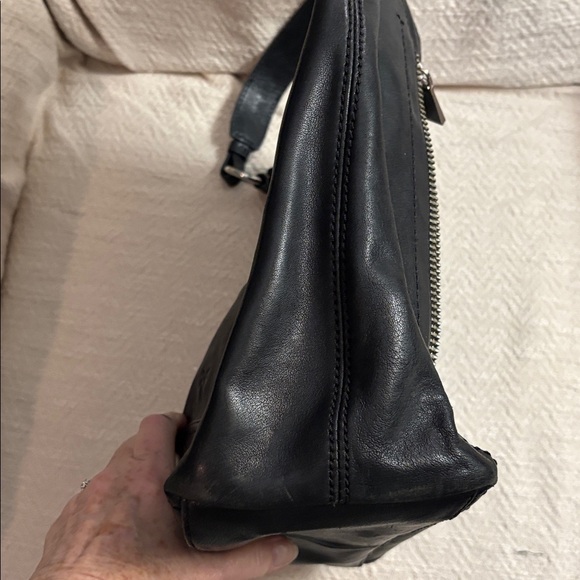 Frye Black Leather Shoulder Bag with Silver Zipper and zipper Accent on front - Picture 7 of 12